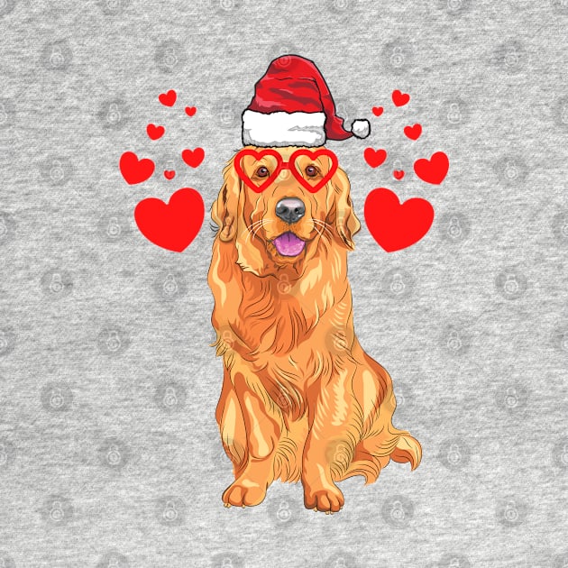 Santa Hat-Wearing Golden Retriever Funny Christmas Holiday by Contentarama